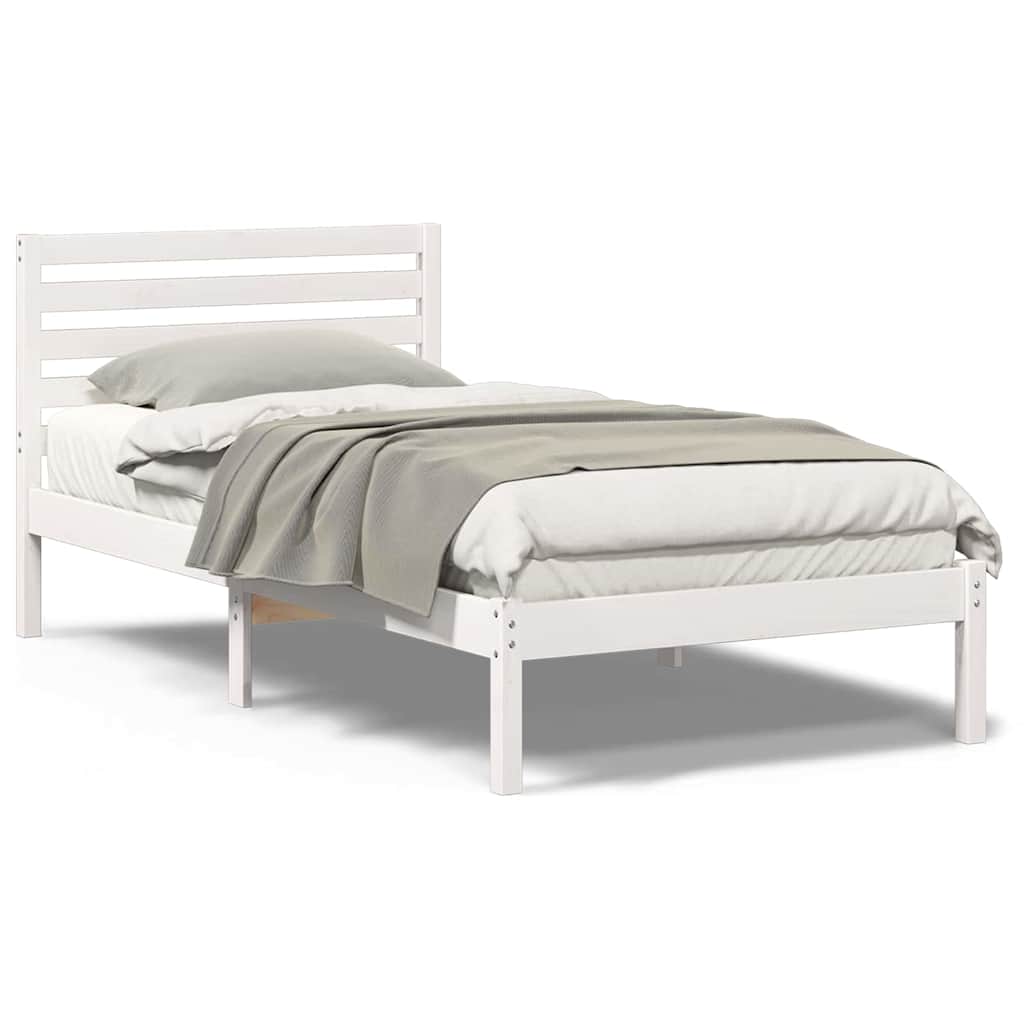 Sengestamme med hodegjerde Hvit 90 x 190 cm Heltre furu