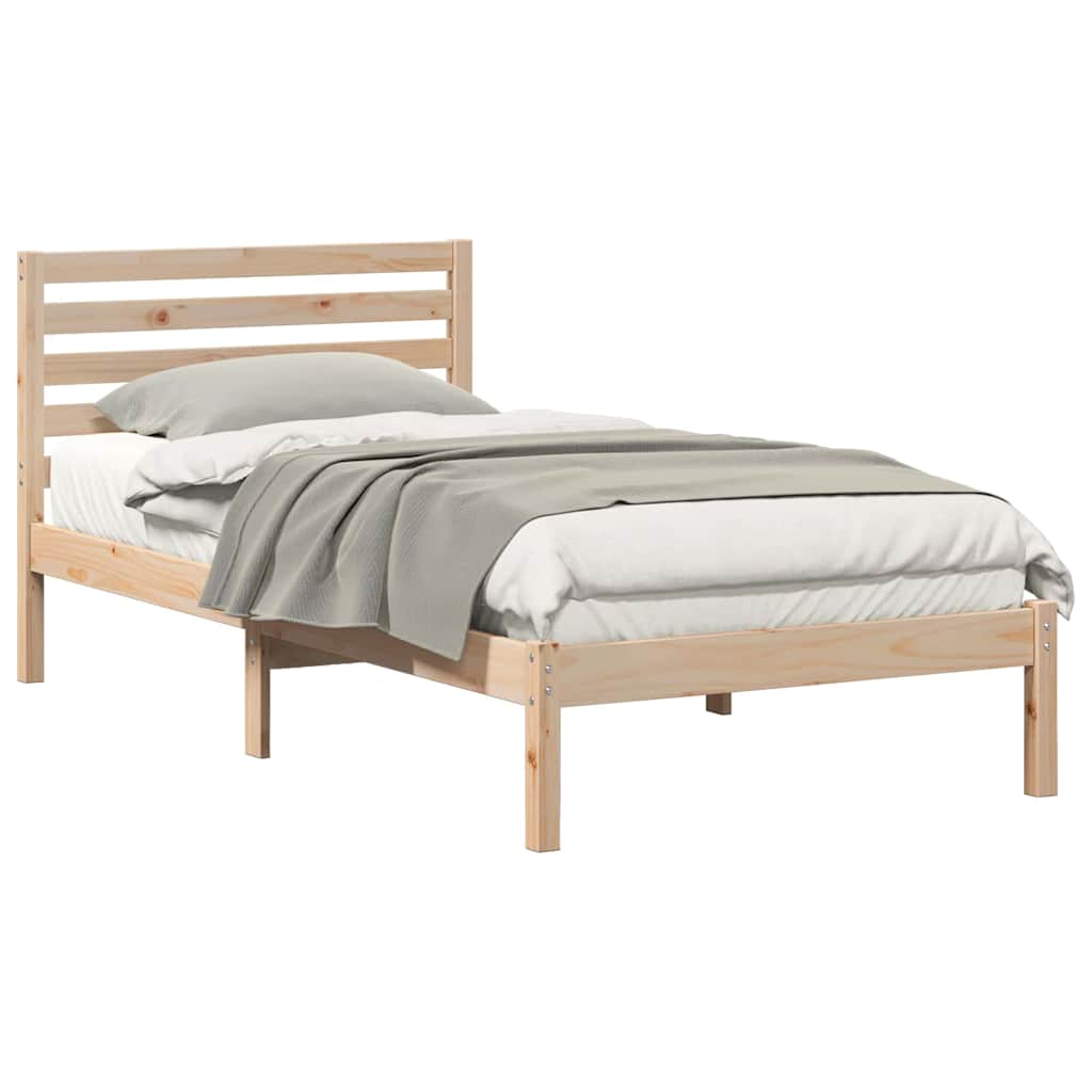 Sengestamme med hodegjerde Brun 75 x 190 cm Massiv furu