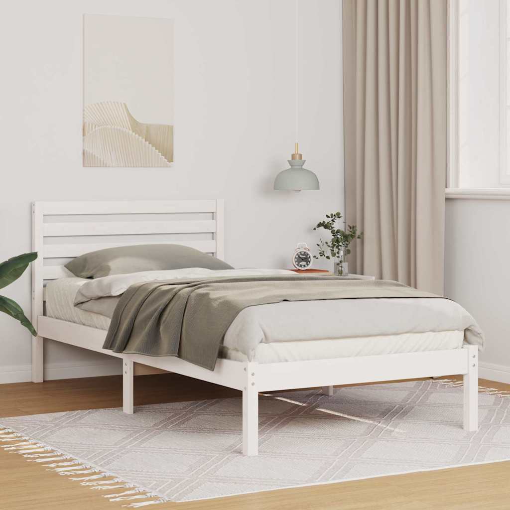 Sengestamme med hodegjerde Hvit 75 x 190 cm Massiv furu