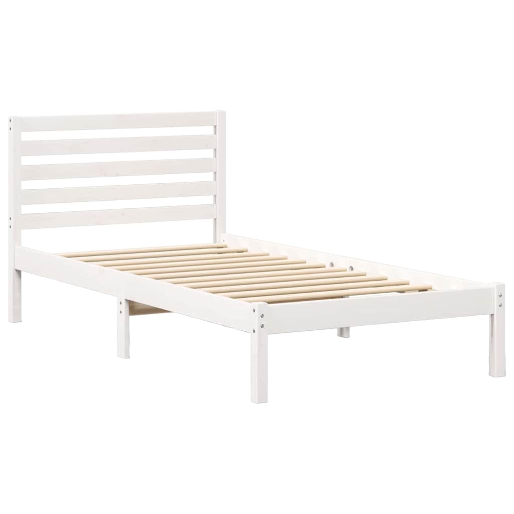 Sengestamme med hodegjerde Hvit 75 x 190 cm Massiv furu