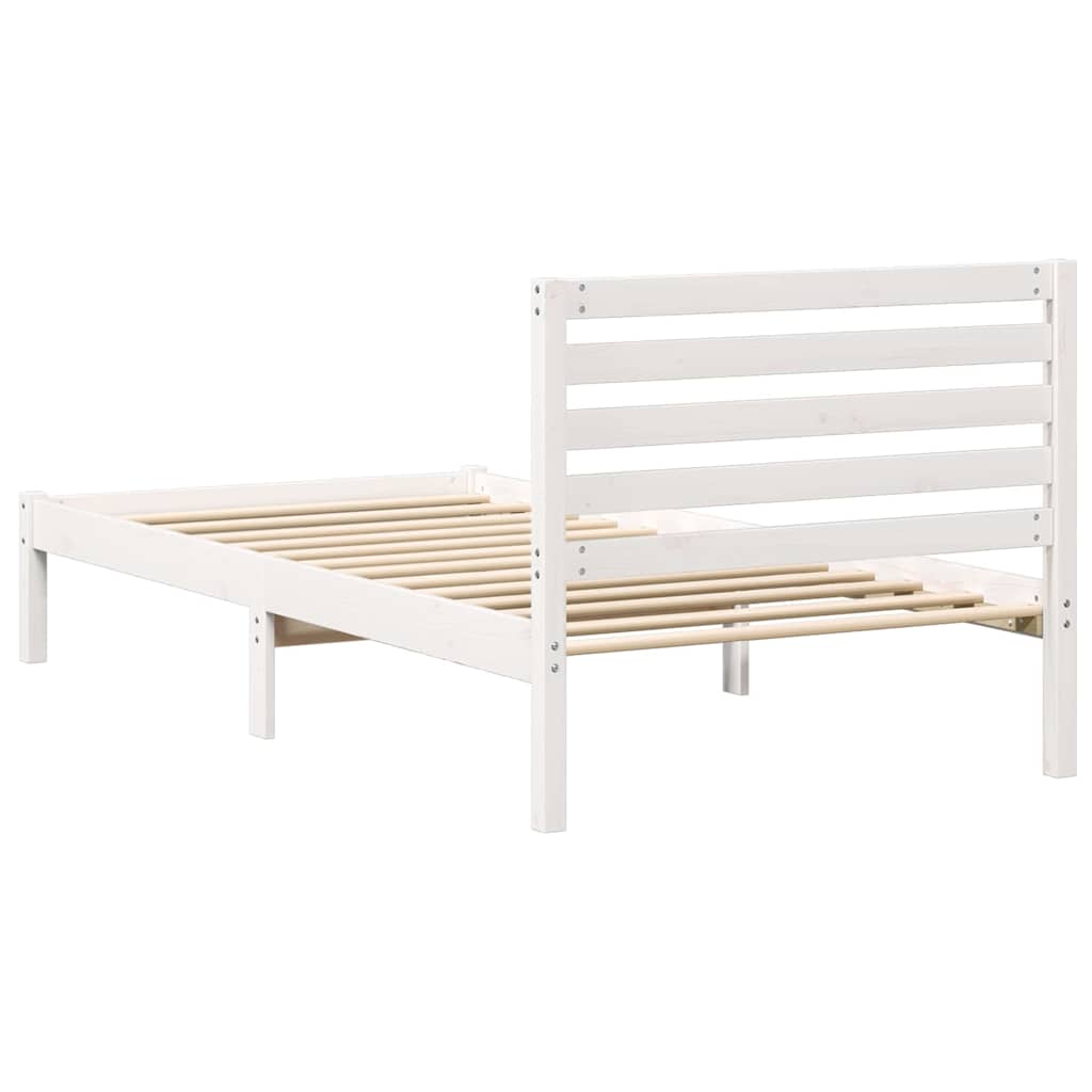 Sengestamme med hodegjerde Hvit 75 x 190 cm Massiv furu