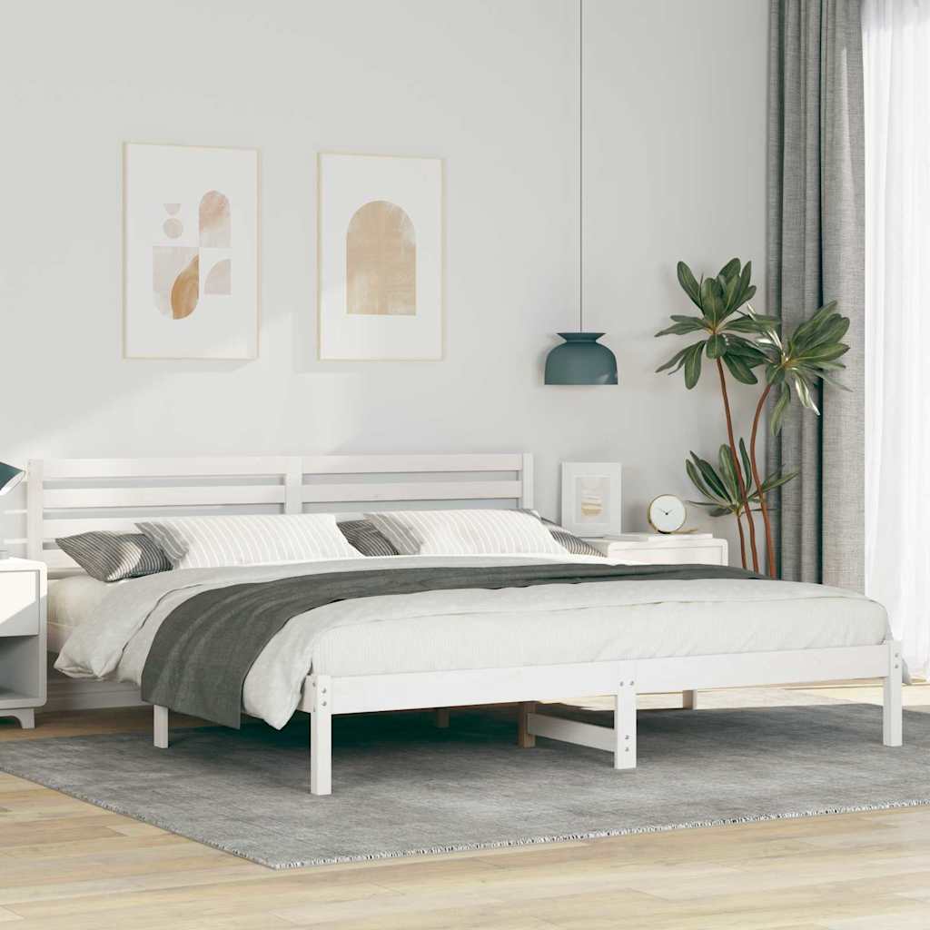 Sengestamme med hodegjerde Hvit 200 x 200 cm Massiv furu