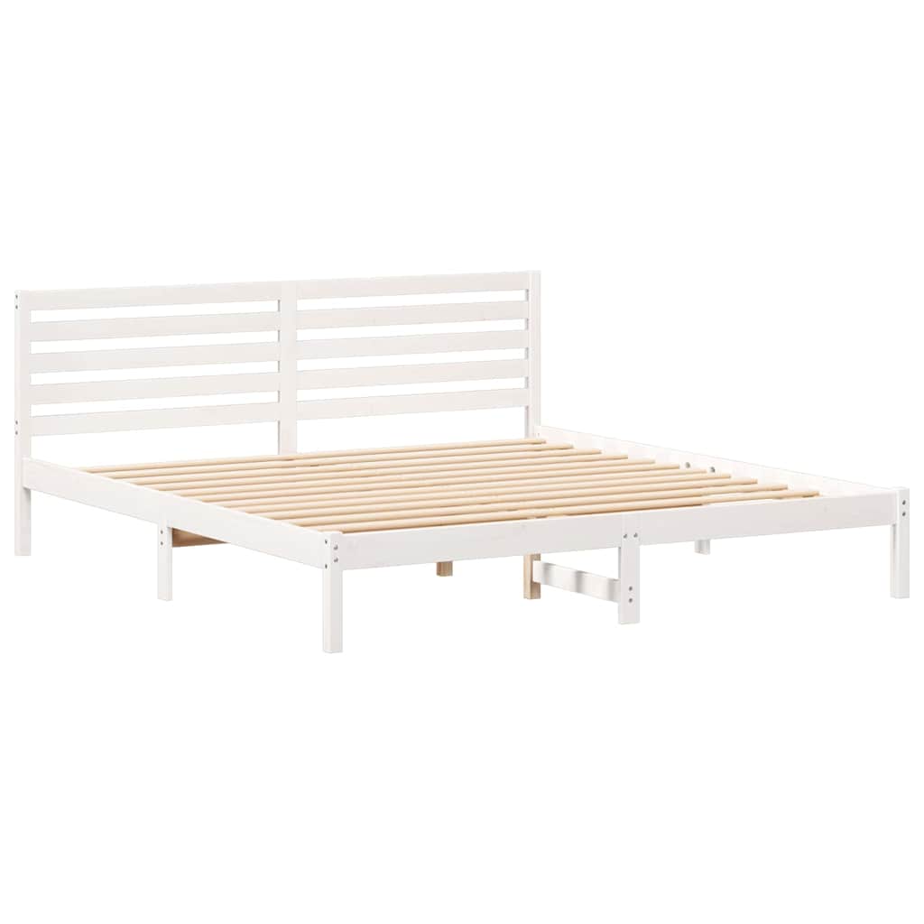 Sengestamme med hodegjerde Hvit 200 x 200 cm Massiv furu