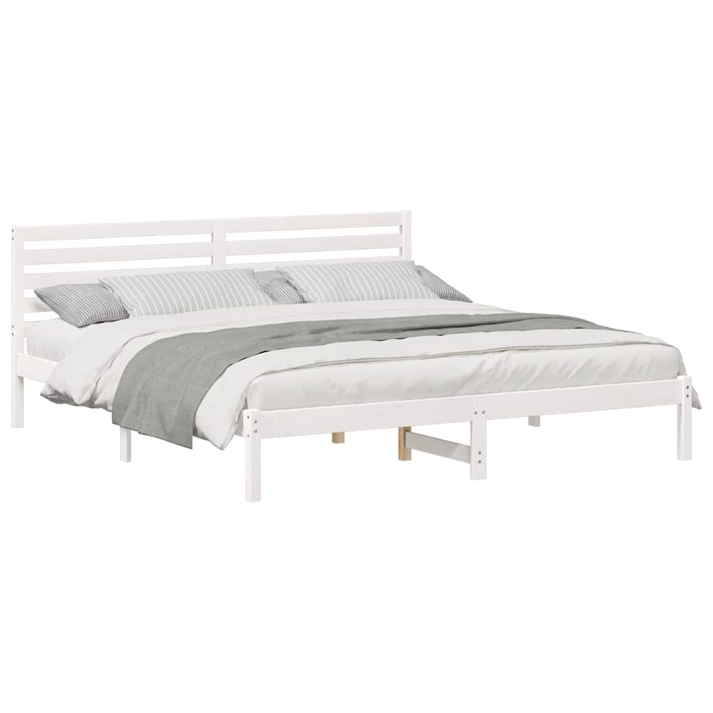 Sengestamme med hodegjerde Hvit 200 x 200 cm Massiv furu