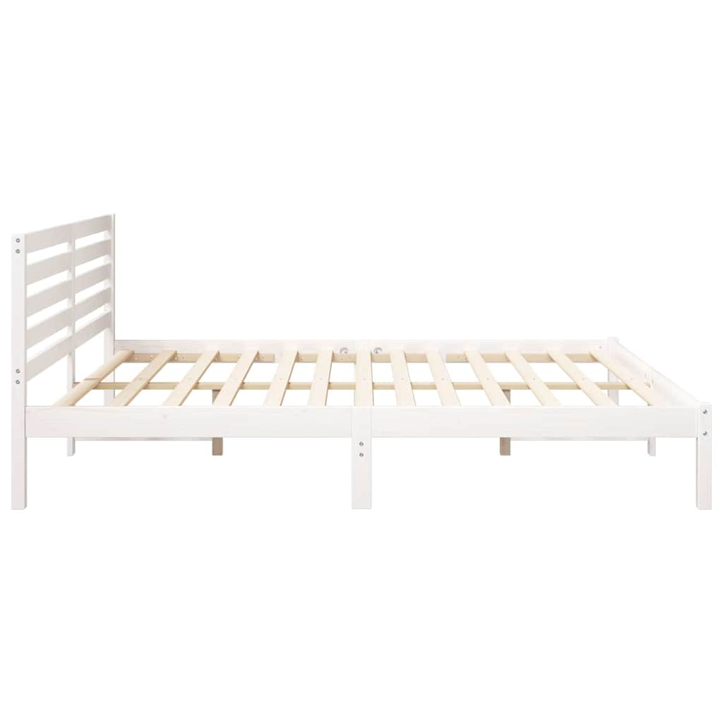 Sengestamme med hodegjerde Hvit 200 x 200 cm Massiv furu