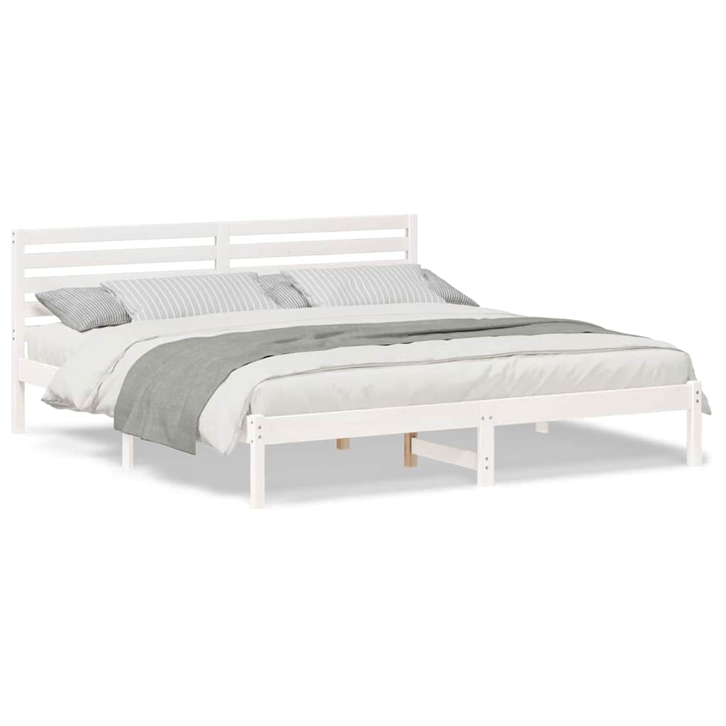 Sengestamme med hodegjerde Hvit 200 x 200 cm Heltre furu