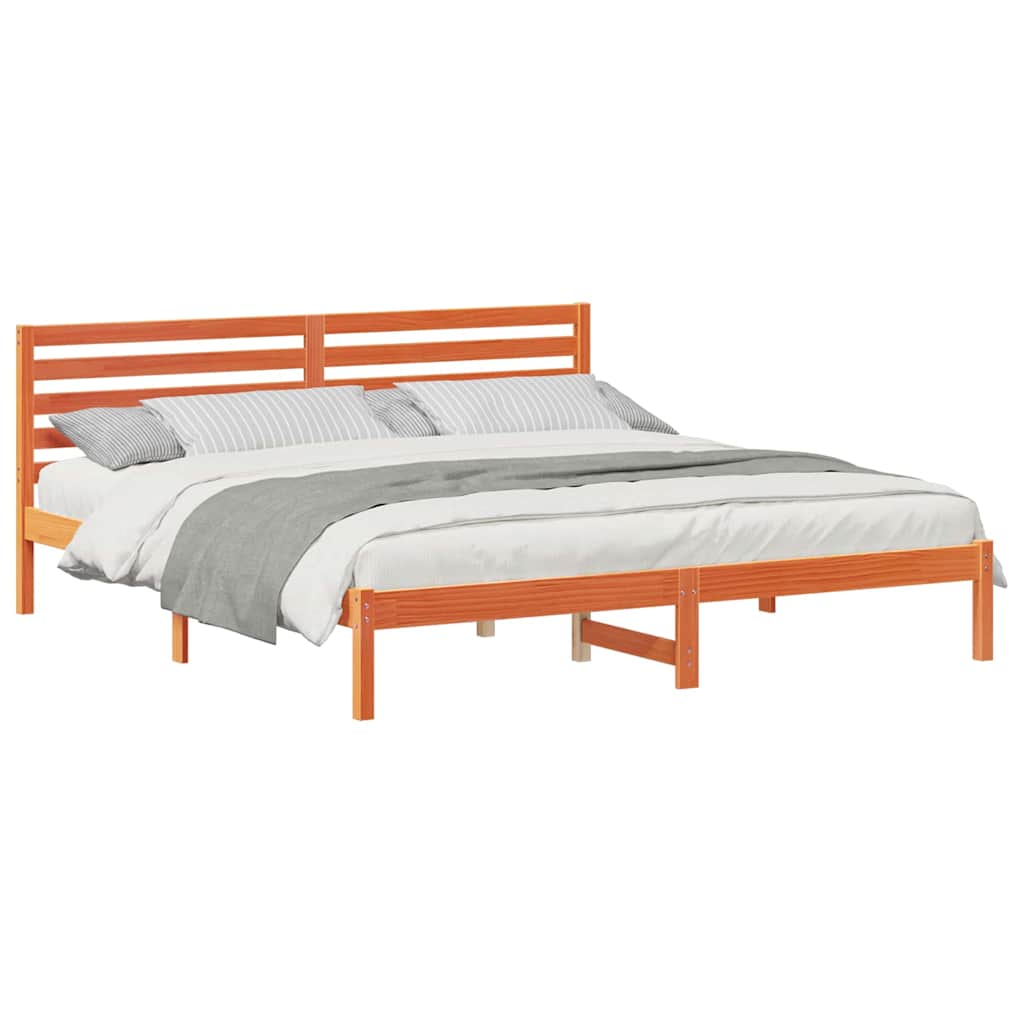 Sengestamme med hodegjerde Vokset Brun 200 x 200 cm Massiv furu