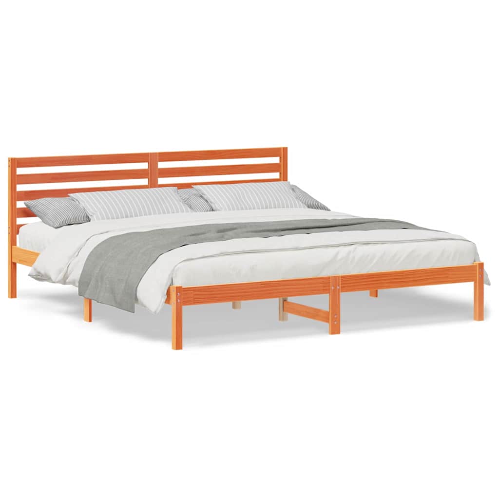 Sengestamme med hodegjerde Voksbrun 200 x 200 cm Heltre furu