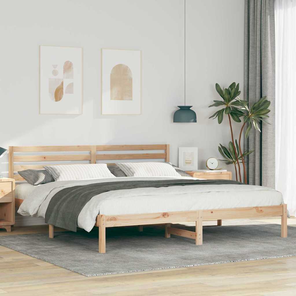 Sengestamme med hodegjerde Brun 180 x 200 cm Massiv furu