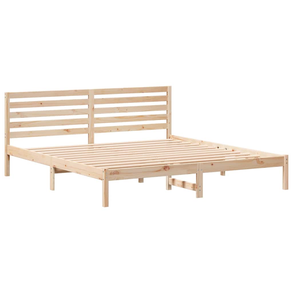 Sengestamme med hodegjerde Brun 180 x 200 cm Massiv furu