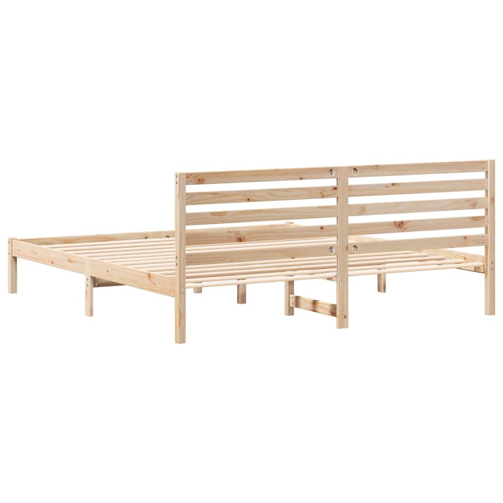 Sengestamme med hodegjerde Brun 180 x 200 cm Massiv furu