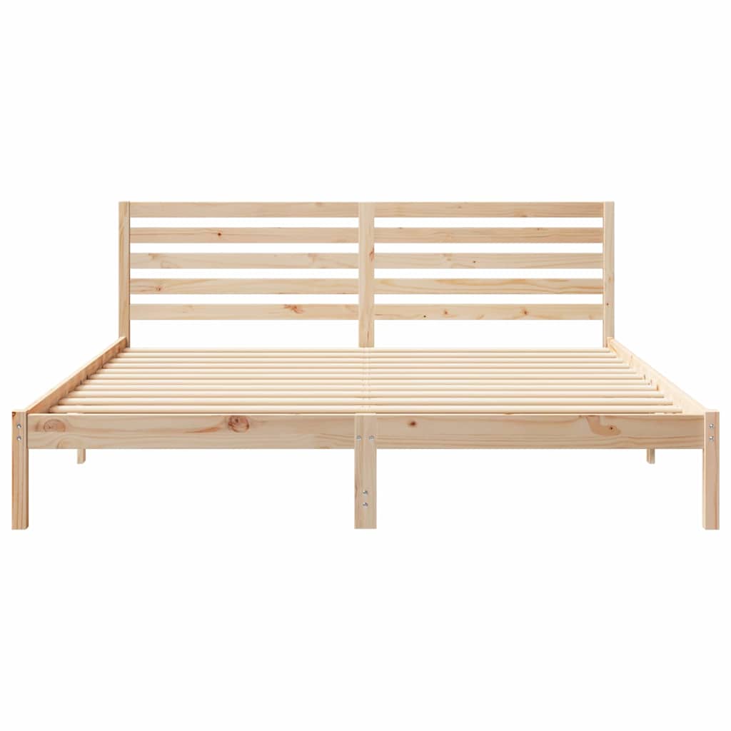 Sengestamme med hodegjerde Brun 180 x 200 cm Massiv furu