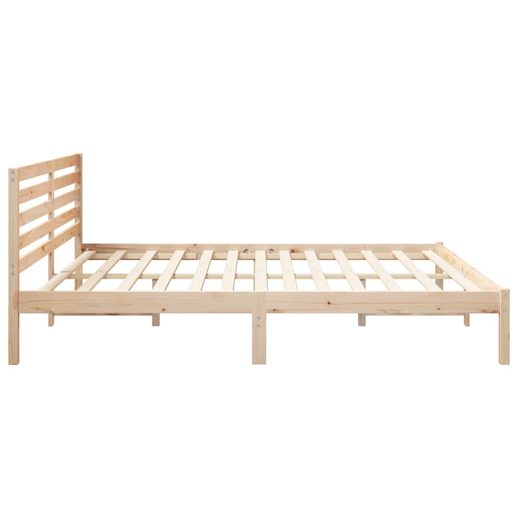 Sengestamme med hodegjerde Brun 180 x 200 cm Massiv furu