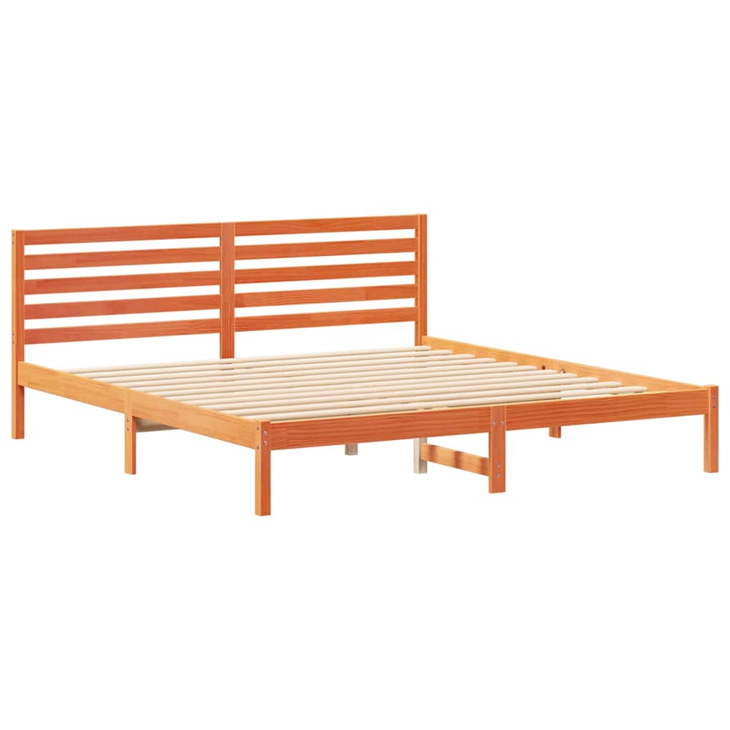 Sengestamme med hodegjerde Vokset Brun 180 x 200 cm Massiv furu