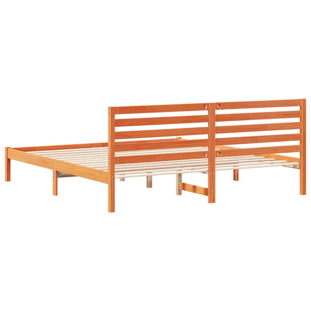 Sengestamme med hodegjerde Voksbrun 180 x 200 cm Heltre furu