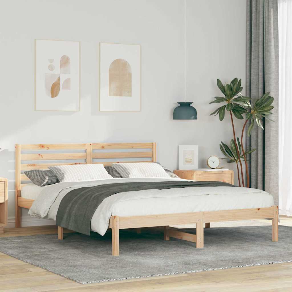 Sengestamme med hodegjerde Brun 160 x 200 cm Massiv furu