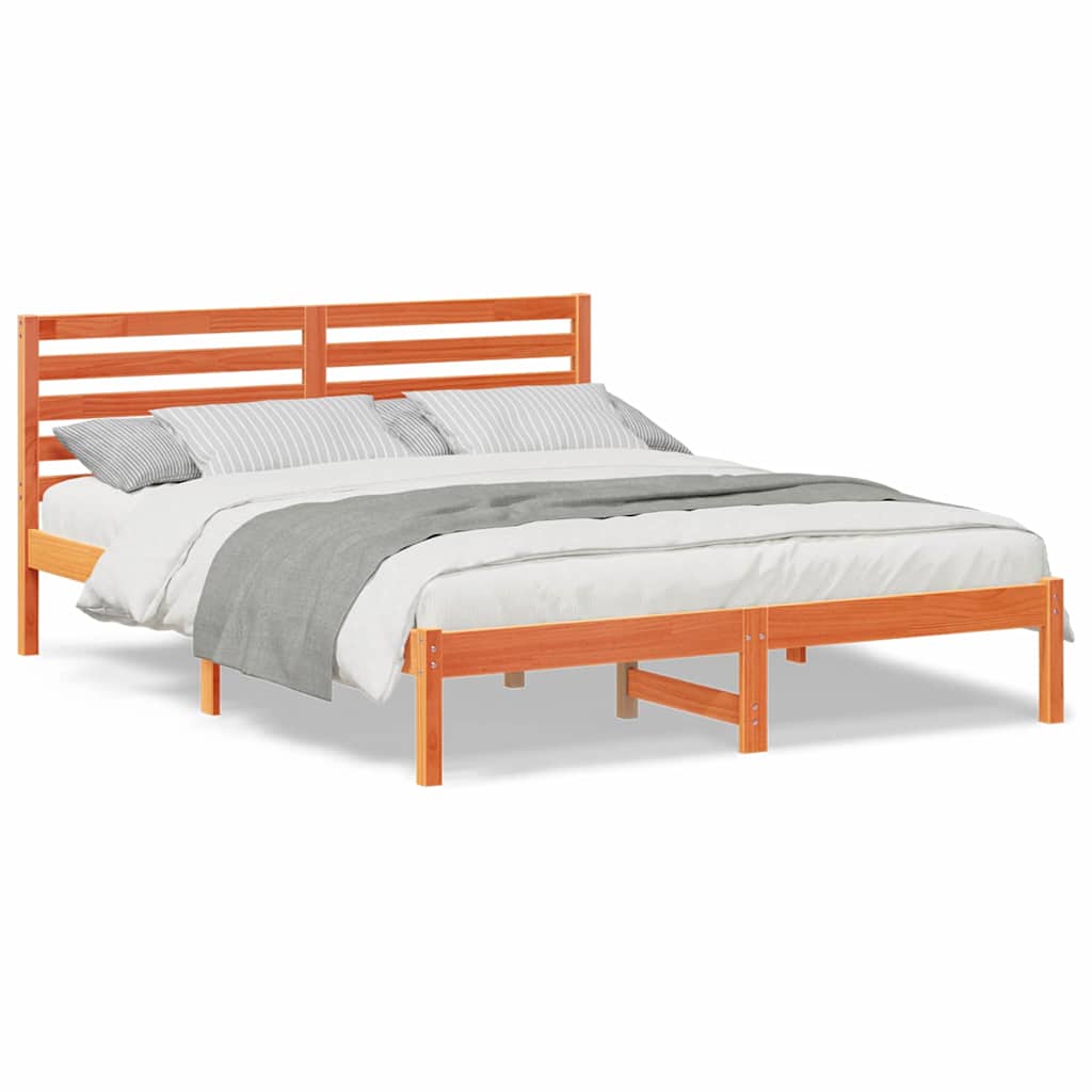 Sengestamme med hodegjerde Voksbrun 160 x 200 cm Heltre furu