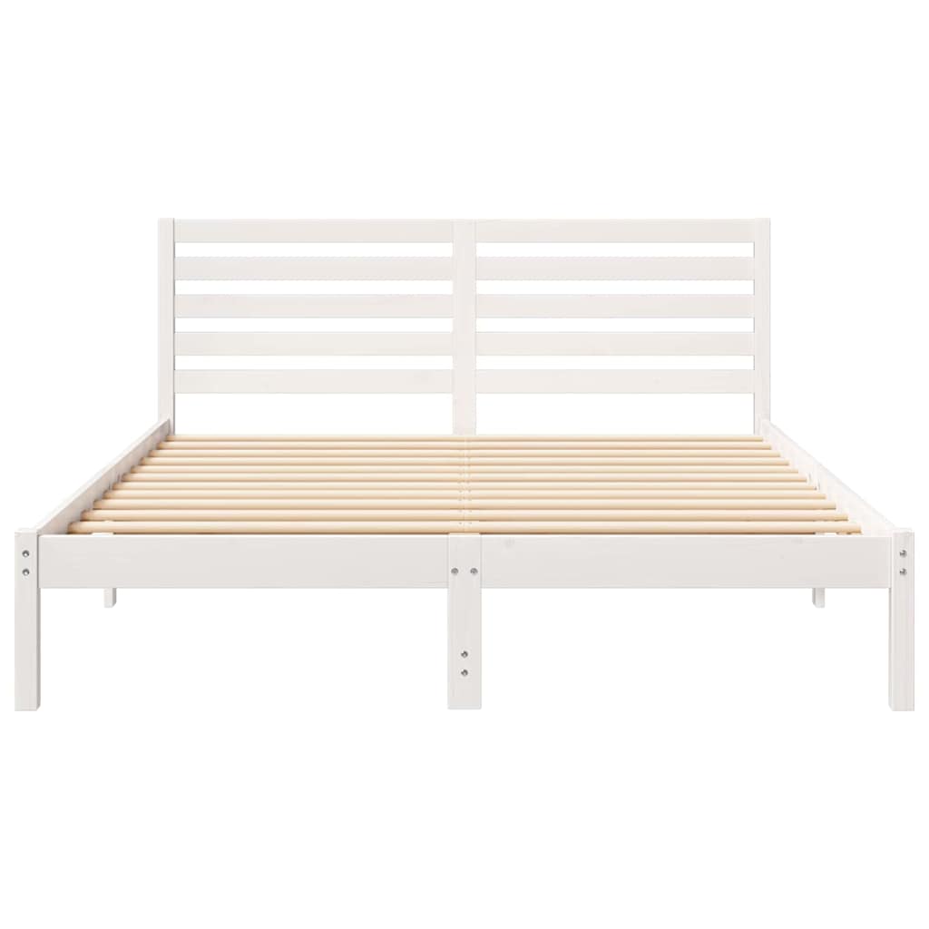Sengestamme med hodegjerde Hvit 150 x 200 cm Massiv furu