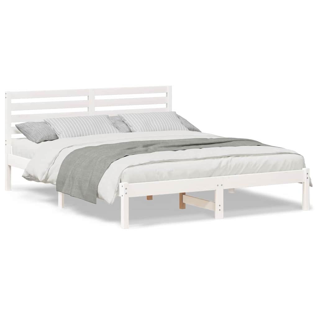 Sengestamme med hodegjerde Hvit 150 x 200 cm Heltre furu