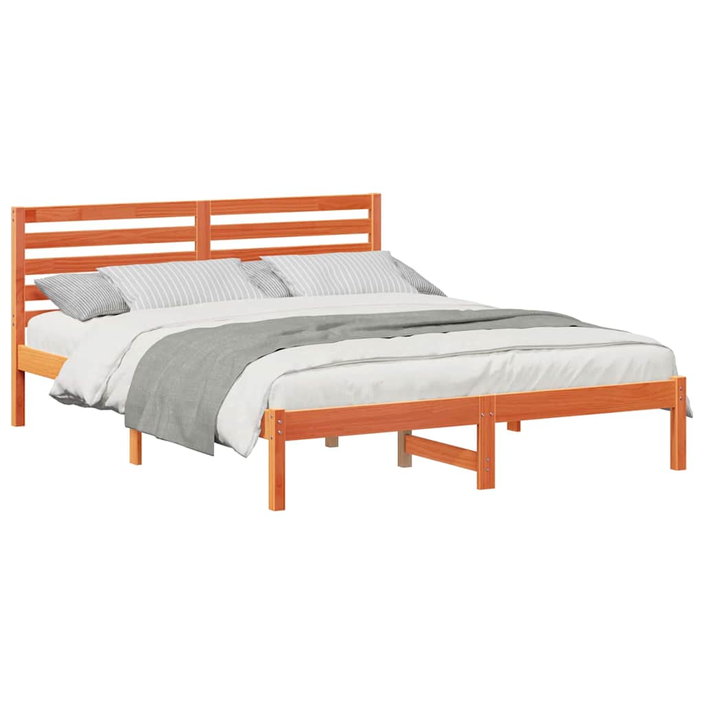 Sengestamme med hodegjerde Vokset Brun 150 x 200 cm Massiv furu