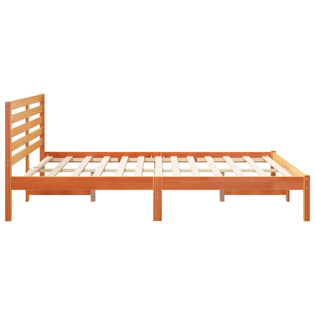 Sengestamme med hodegjerde Vokset Brun 150 x 200 cm Massiv furu