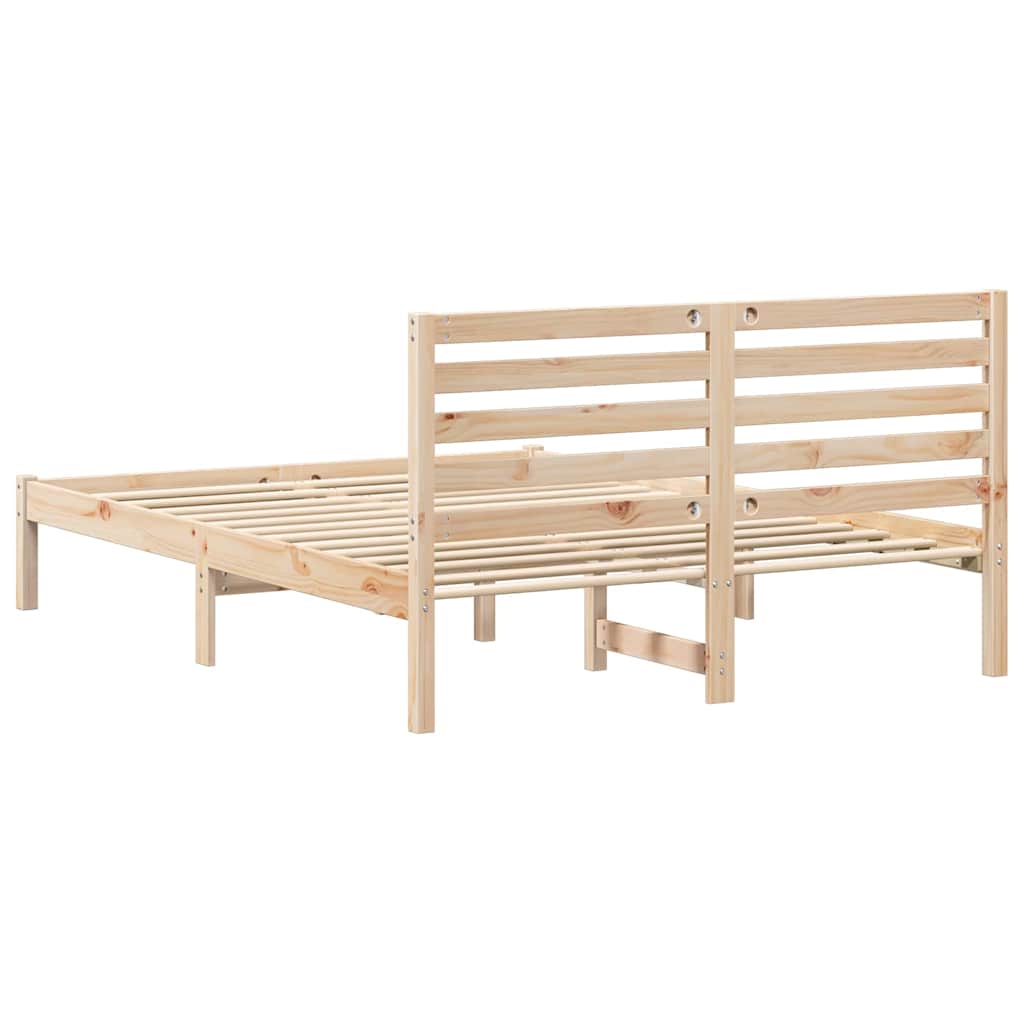 Sengestamme med hodegjerde Brun 120 x 190 cm Massiv furu
