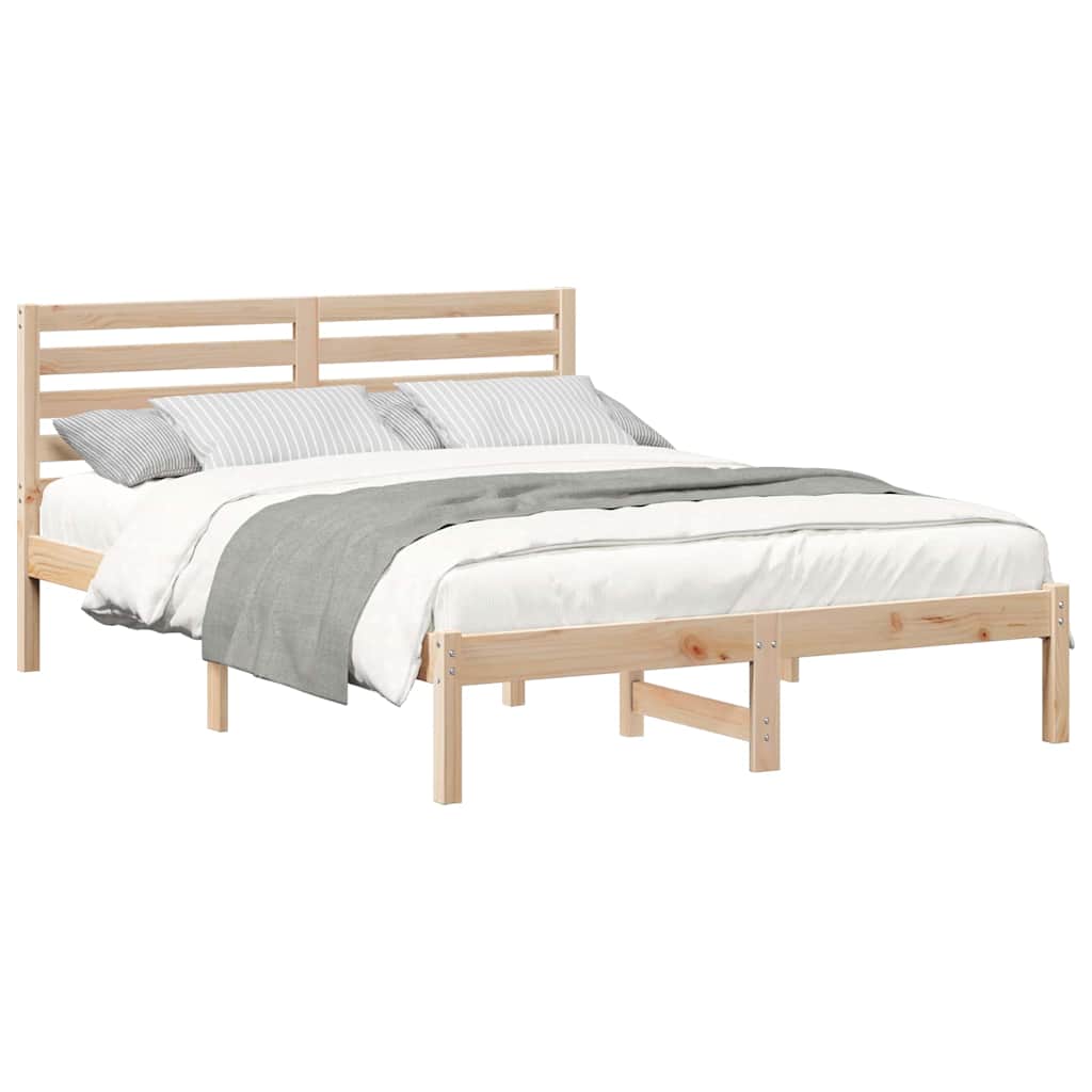 Sengestamme med hodegjerde Brun 140 x 190 cm Massiv furu