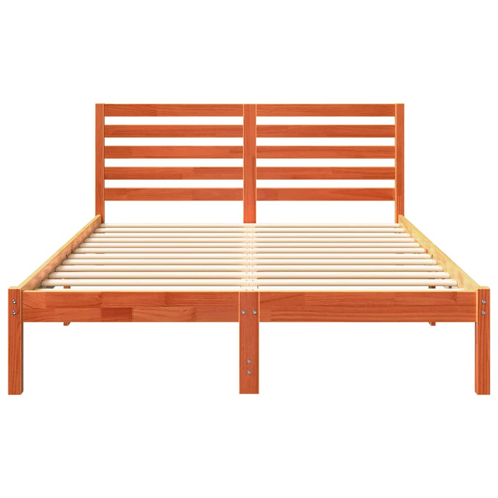 Sengestamme med hodegjerde Vokset Brun 140 x 190 cm Massiv furu