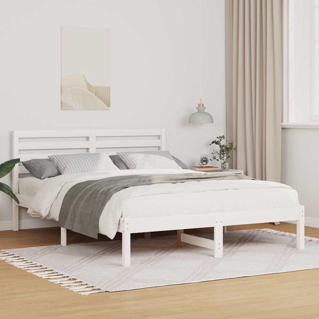 Sengestamme med hodegjerde Hvit 135 x 190 cm Heltre furu