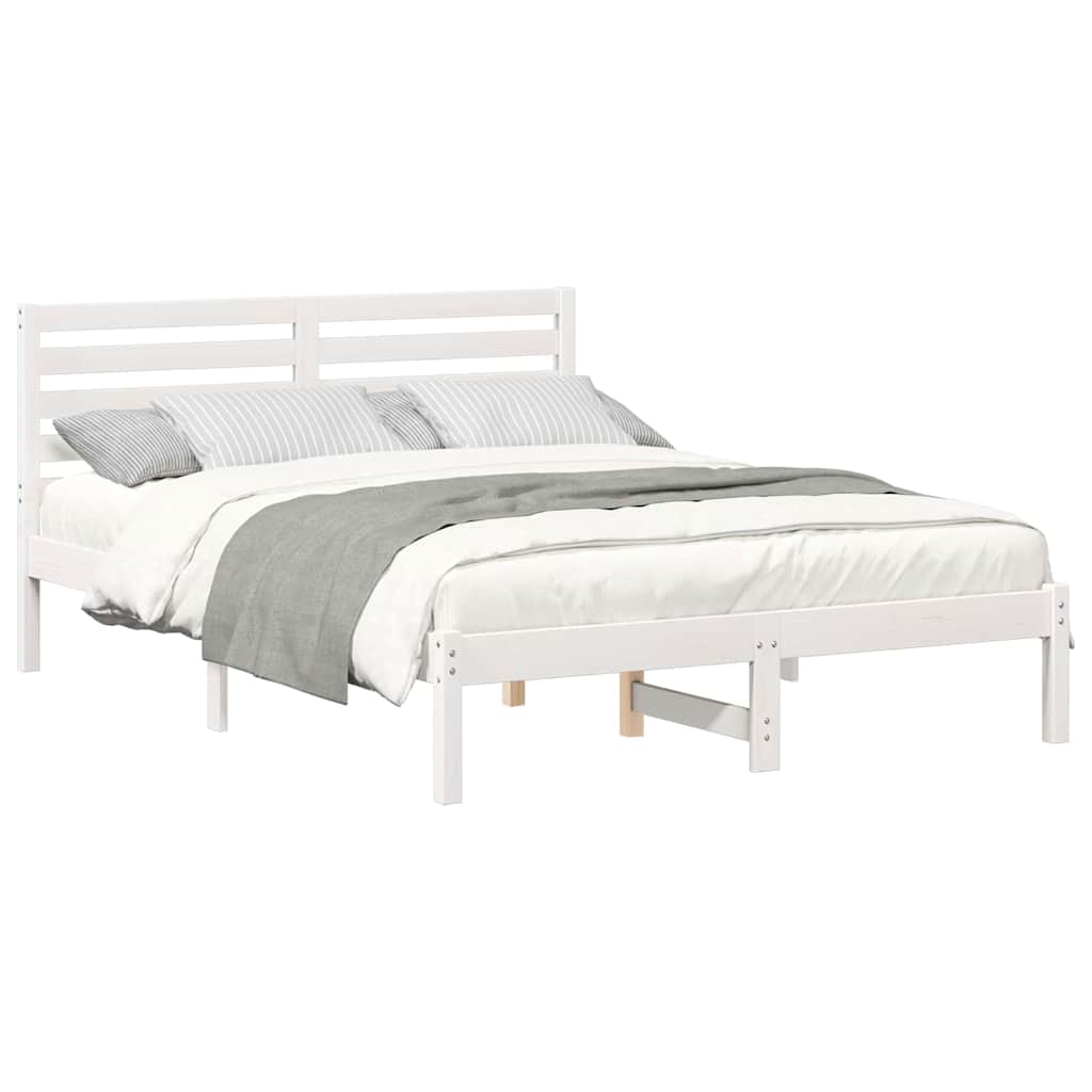 Sengestamme med hodegjerde Hvit 135 x 190 cm Heltre furu