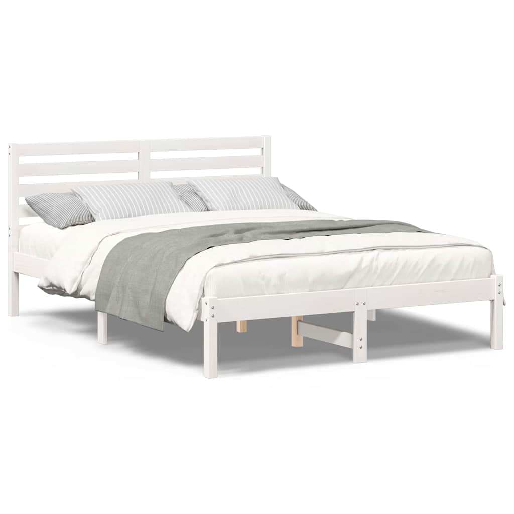 Sengestamme med hodegjerde Hvit 135 x 190 cm Heltre furu