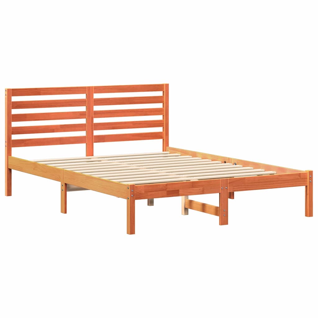 Sengestamme med hodegjerde Voksbrun 135 x 190 cm Heltre furu