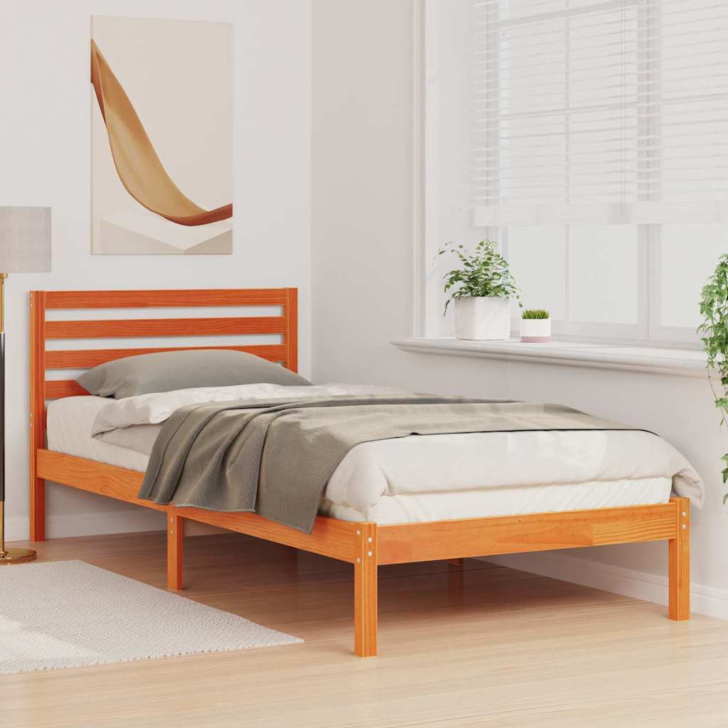 Sengestamme med hodegjerde Vokset Brun 80 x 210 cm Massiv furu