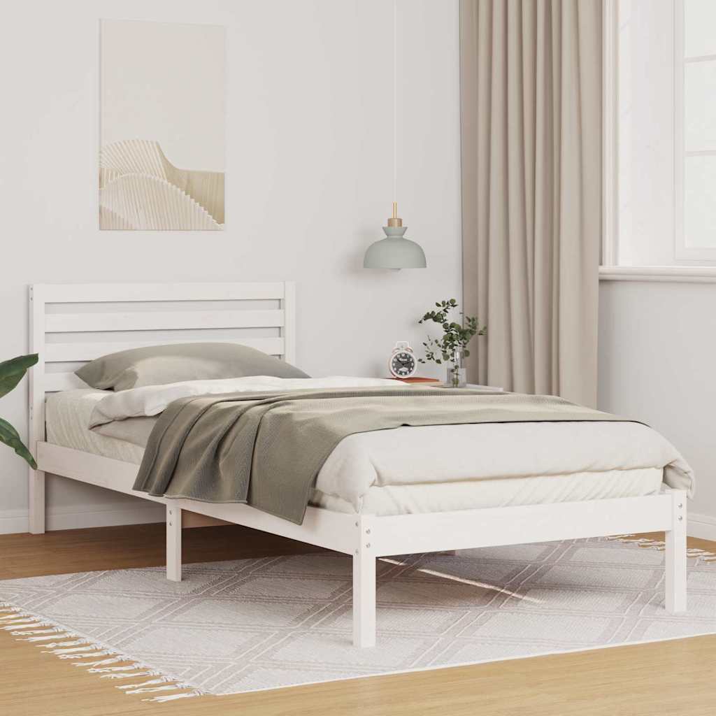 Sengestamme med hodegjerde Hvit 90 x 210 cm Heltre furu
