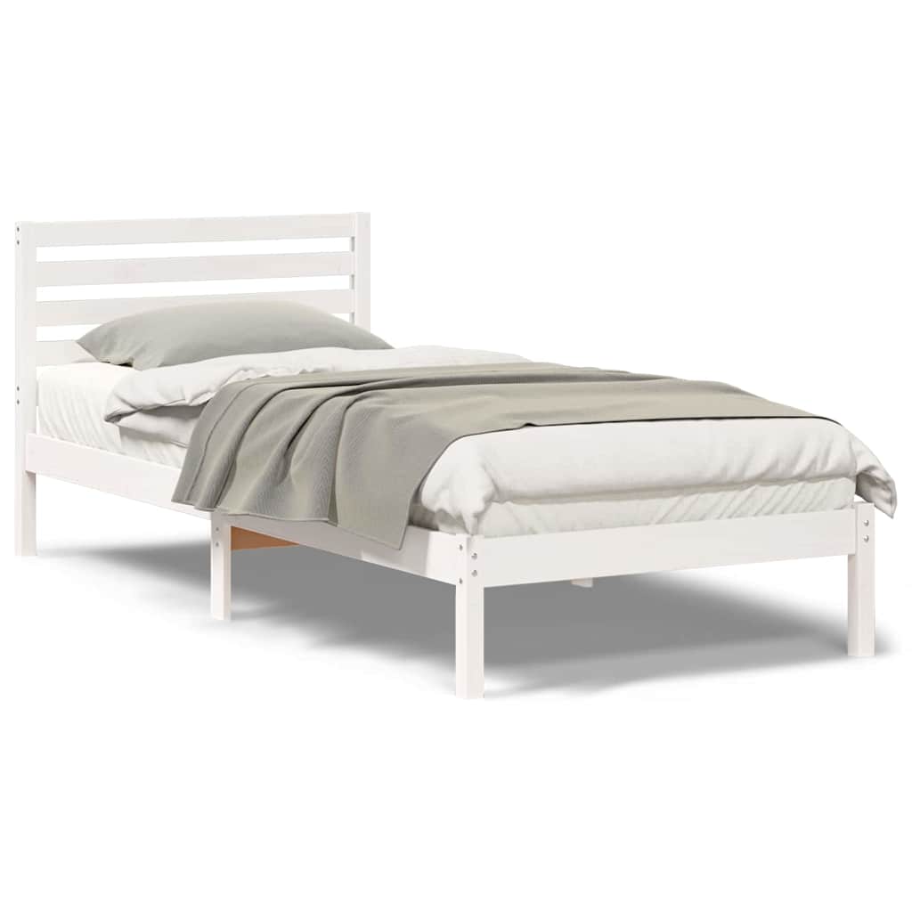 Sengestamme med hodegjerde Hvit 90 x 210 cm Heltre furu