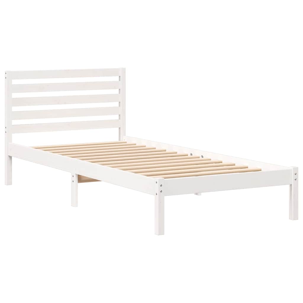 Sengestamme med hodegjerde Hvit 100 x 210 cm Massiv furu