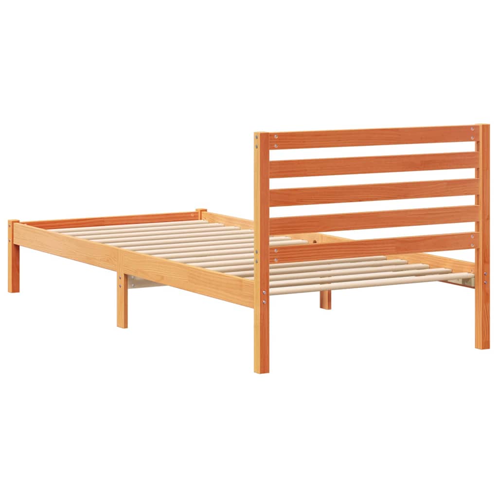 Sengestamme med hodegjerde Voksbrun 100 x 210 cm Heltre furu