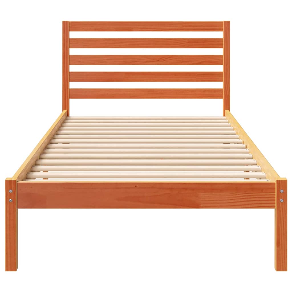 Sengestamme med hodegjerde Voksbrun 100 x 210 cm Heltre furu