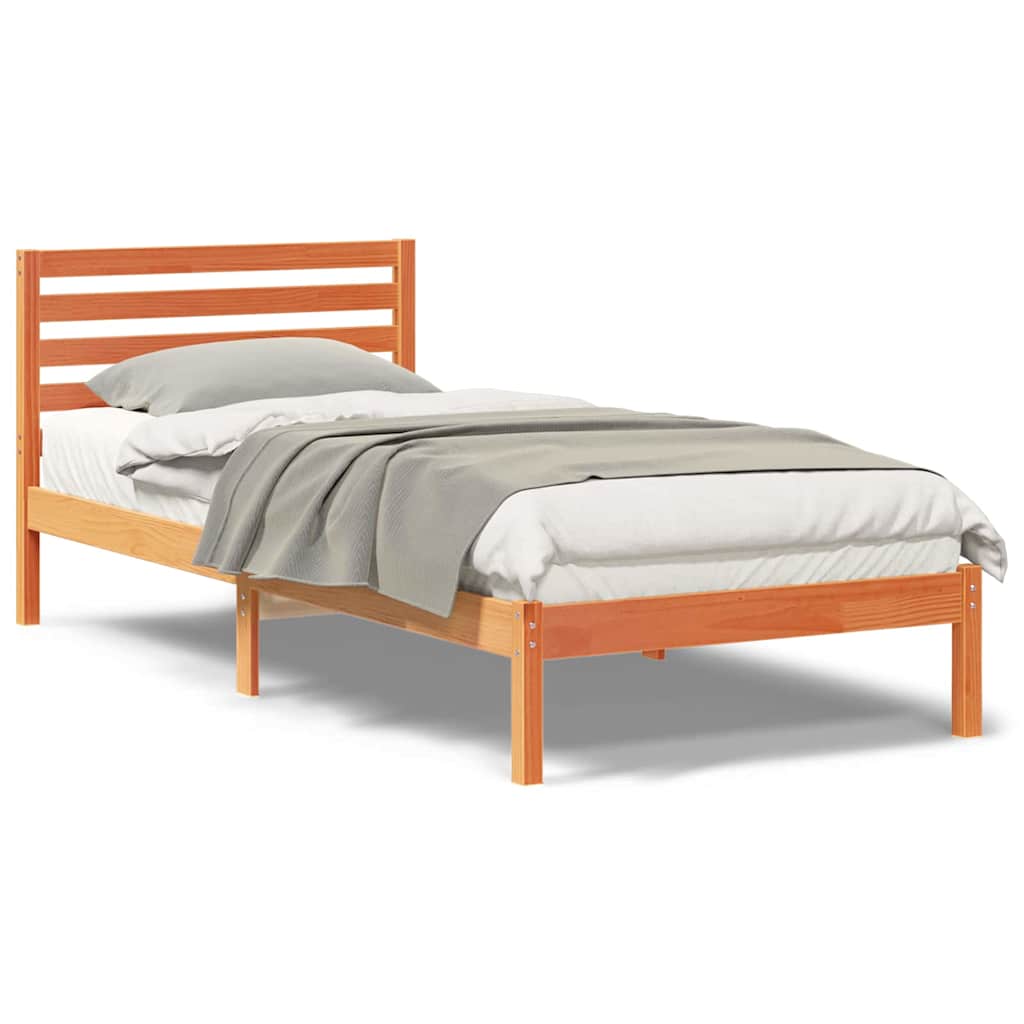 Sengestamme med hodegjerde Voksbrun 100 x 210 cm Heltre furu