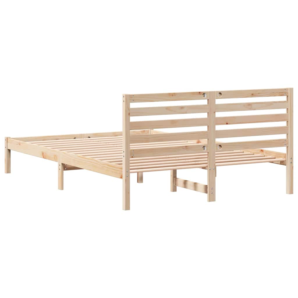Sengestamme med hodegjerde Brun 140 x 210 cm Massiv furu