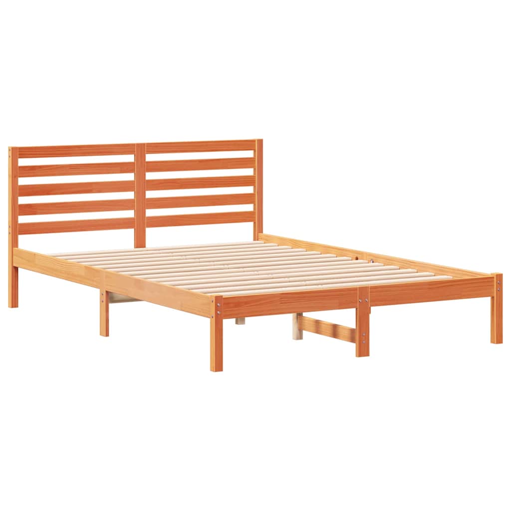 Sengestamme med hodegjerde Vokset Brun 140 x 210 cm Massiv furu