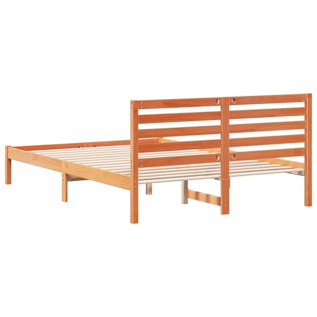 Sengestamme med hodegjerde Vokset Brun 140 x 210 cm Massiv furu