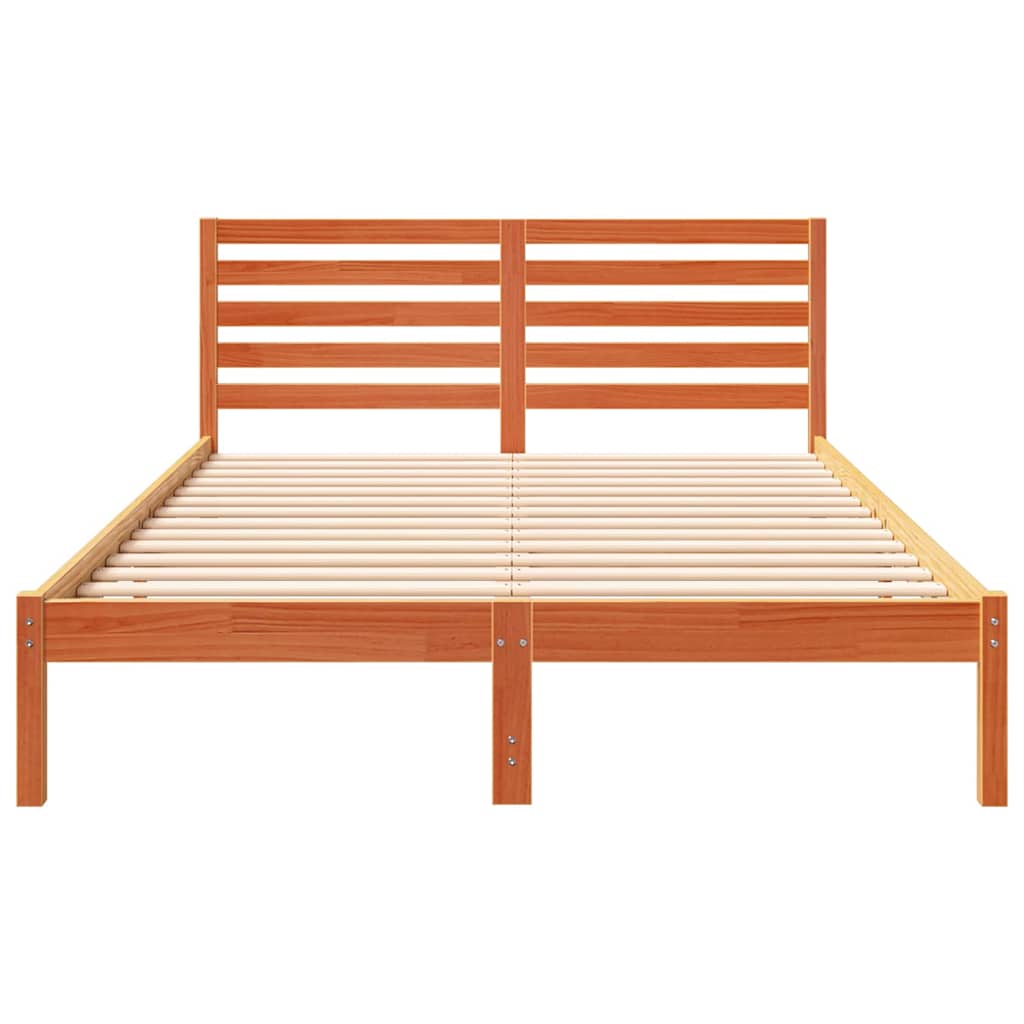Sengestamme med hodegjerde Vokset Brun 140 x 210 cm Massiv furu