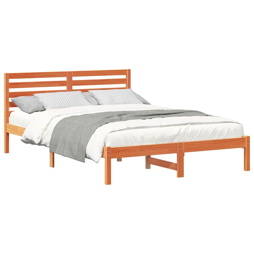 Sengestamme med hodegjerde Vokset Brun 140 x 210 cm Massiv furu