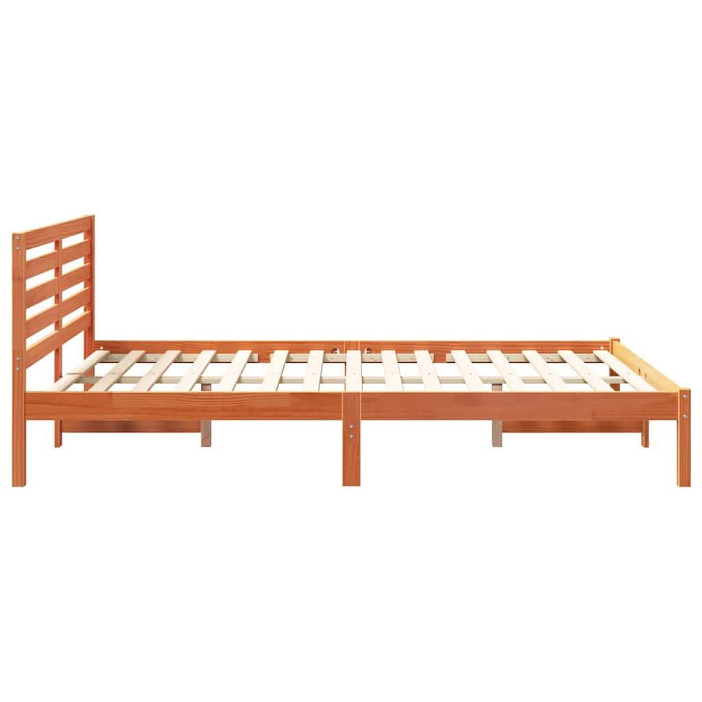Sengestamme med hodegjerde Vokset Brun 140 x 210 cm Massiv furu