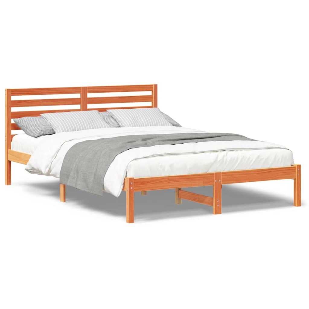 Sengestamme med hodegjerde Voksbrun 140 x 210 cm Heltre furu