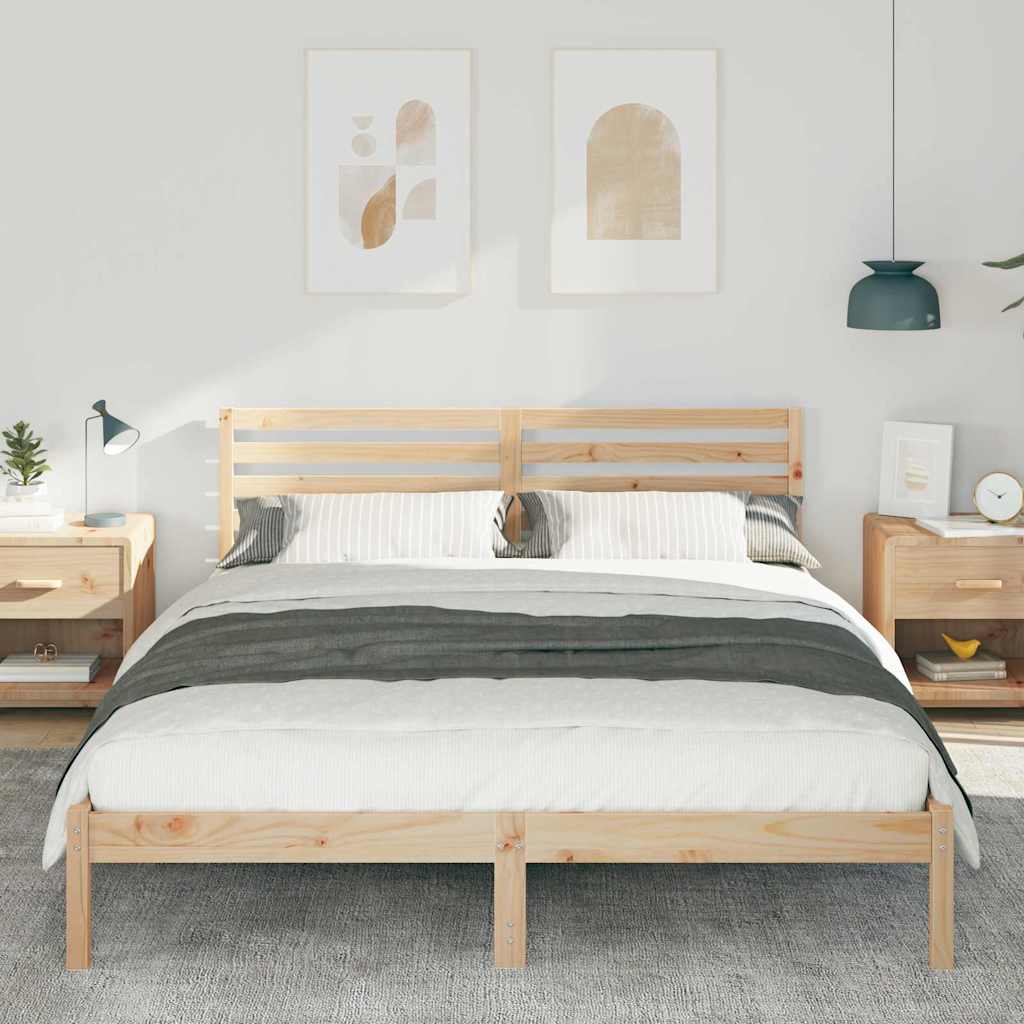Sengestamme med hodegjerde Brun 160 x 210 cm Massiv furu