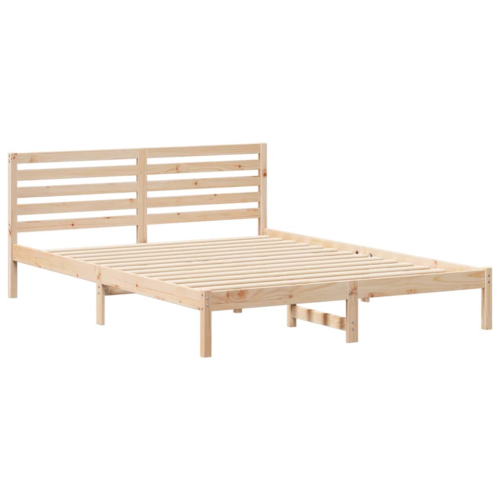 Sengestamme med hodegjerde Brun 160 x 210 cm Massiv furu