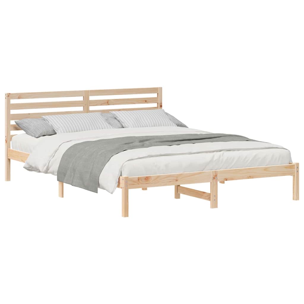 Sengestamme med hodegjerde Brun 160 x 210 cm Massiv furu