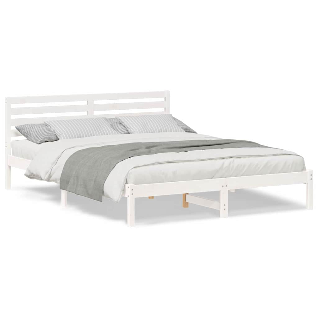 Sengestamme med hodegjerde Hvit 160 x 210 cm Heltre furu